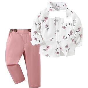 New Nilikastta Toddler Boy Size 4-5 Long Sleeve Button Up Shirt Trouser Pants